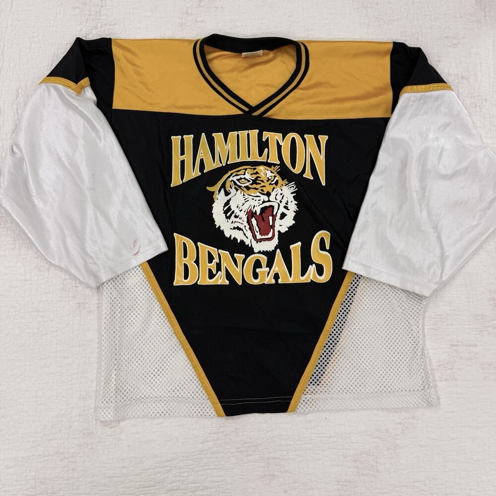 Warrior Hamilton Bengals #32 Hockey Jersey - Black Gold White Team Colors